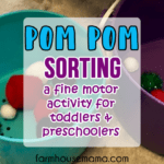 Pom Pom Sorting easy toddler activity fun toddler activity quick toddler activity fine motor activity pom pom activities for toddlers pom pom activities for preschoolers