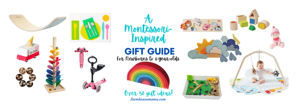 Montessori Inspired gift guide toddlers babies preschoolers wooden toys montessori toys montessori gifts waldorf