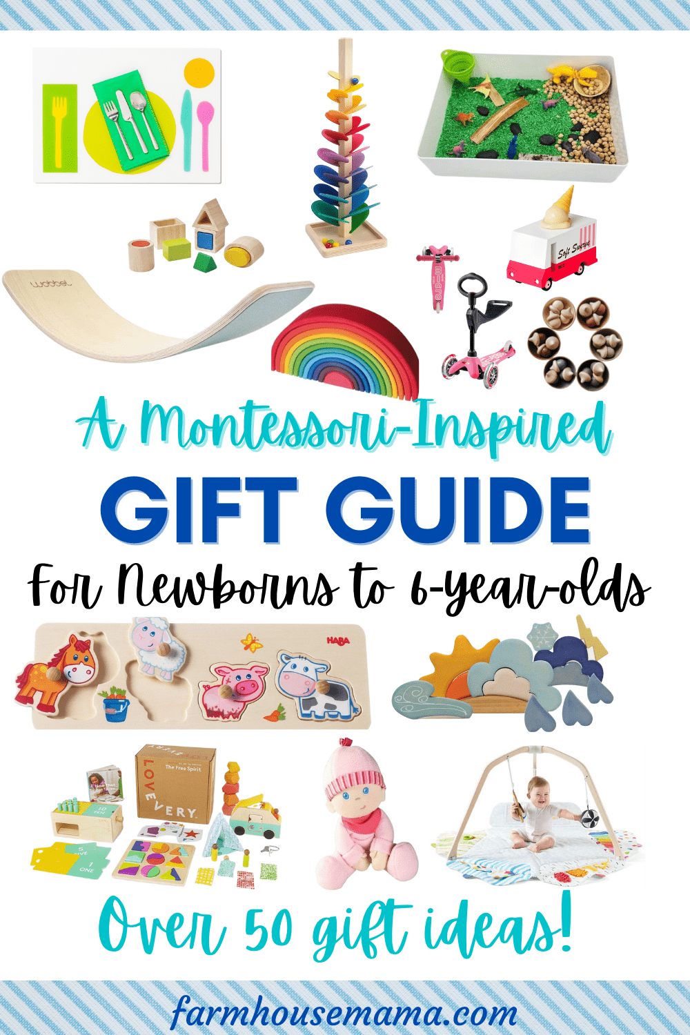 Montessori Inspired gift guide toddlers babies preschoolers wooden toys montessori toys montessori gifts